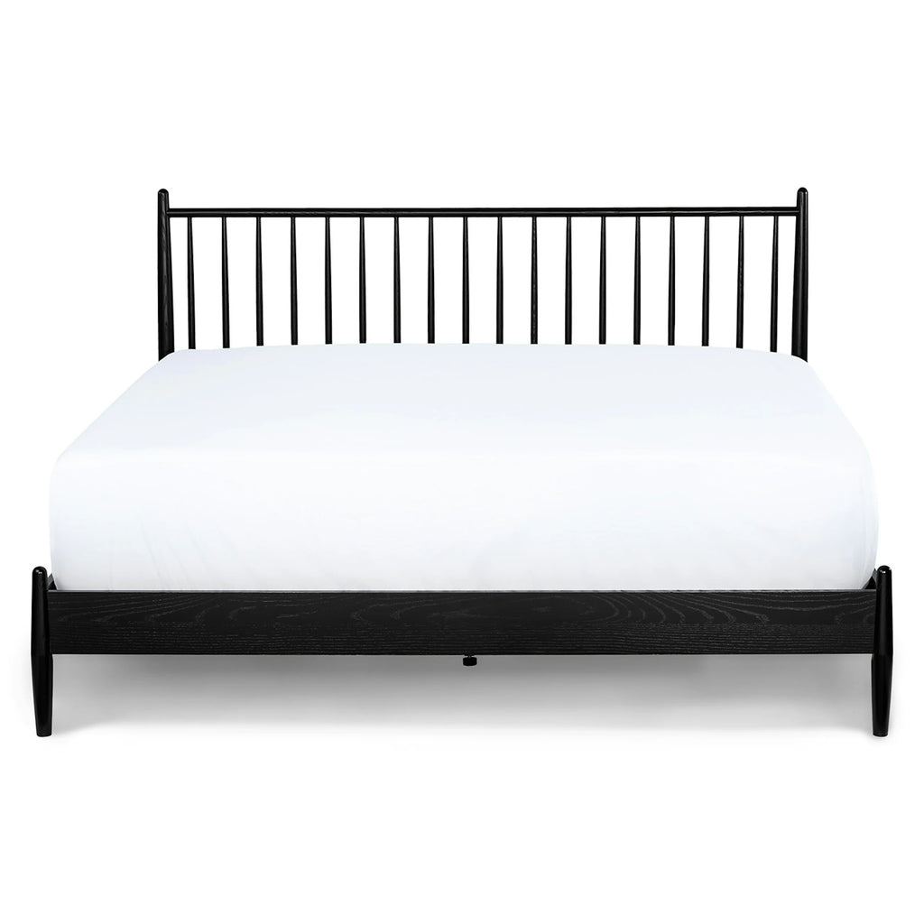 Black Wood Spindle King Bed