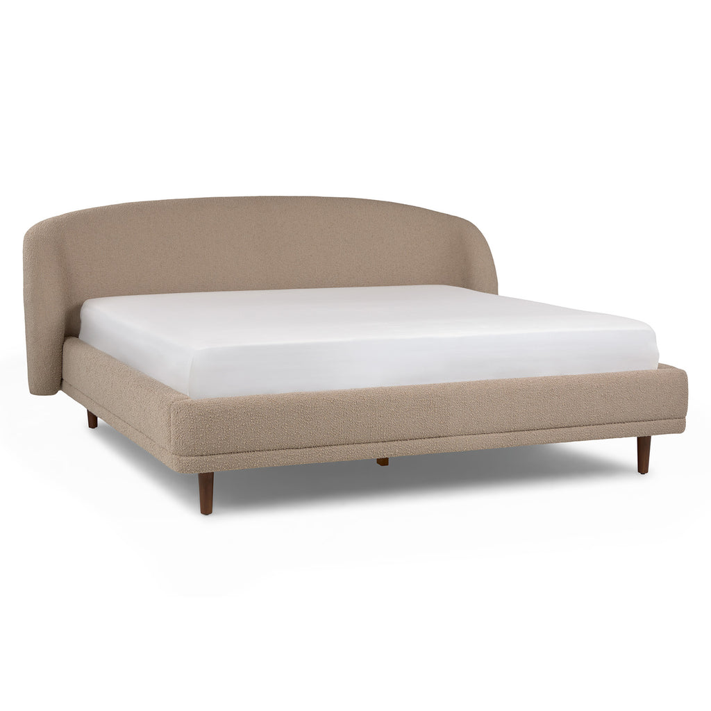 Kyra King Bed – Lunaria Sandstone Bouclé