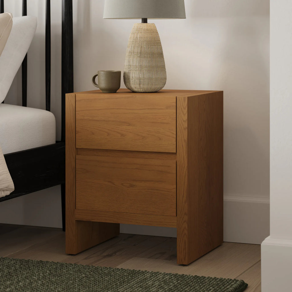 Lea 2-Drawer Nightstand – Smoked Oak
