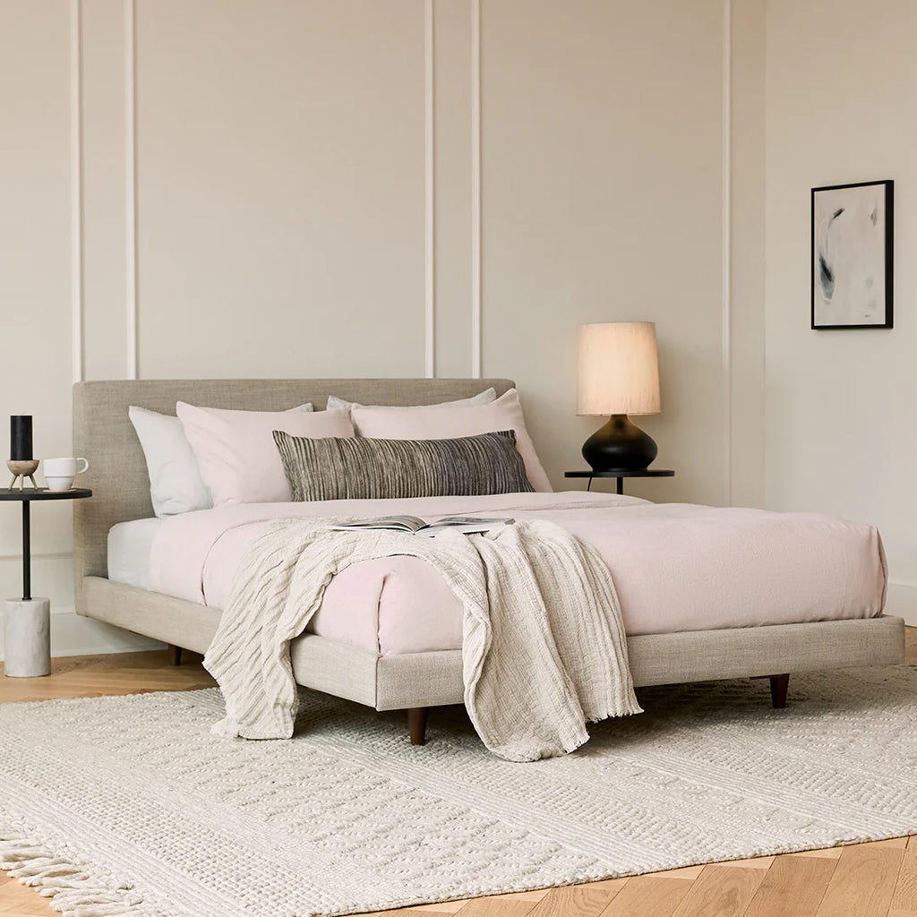 Tesa Clay Taupe Queen Bed Low Profile Upholstered