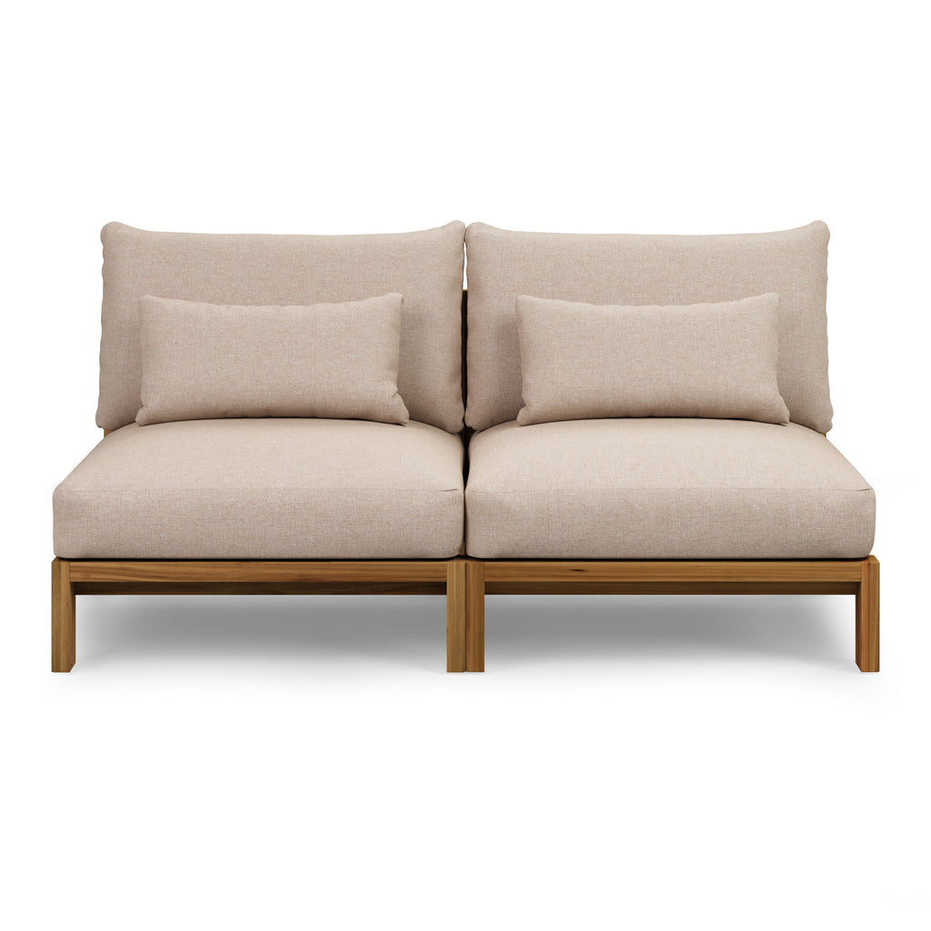 Covin 68.5" Outdoor Armless Modular Loveseat – Basket Beige