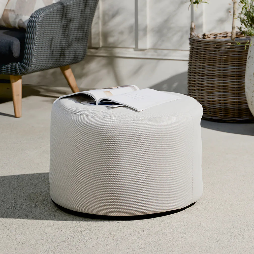 Lara 25" Indoor/Outdoor Pouf - Whisper Gray