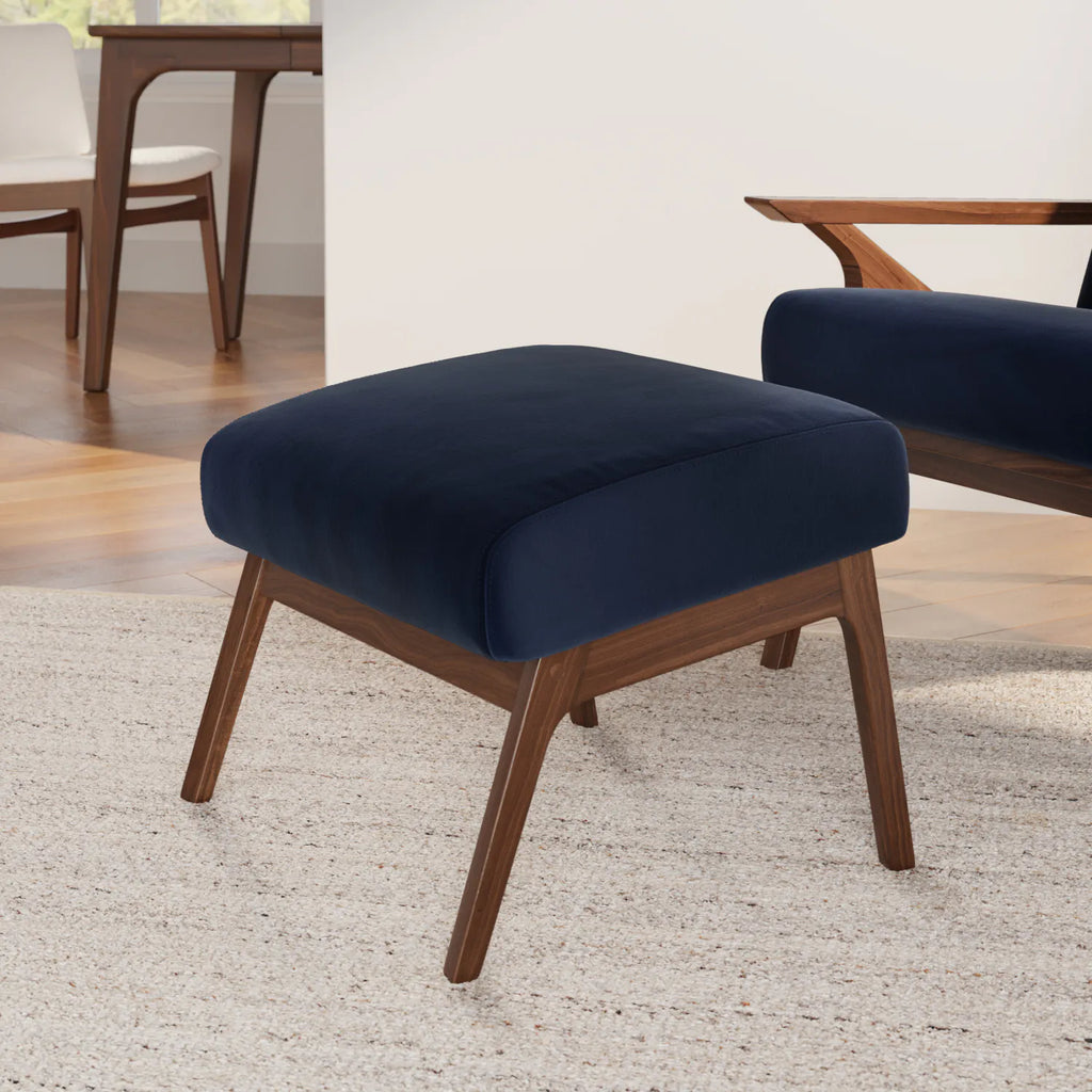 Otto 22" Velvet Ottoman - Walnut and Hale Ink