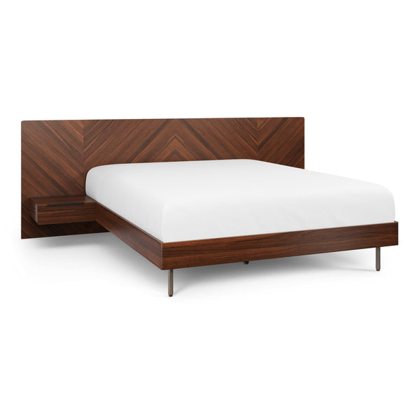 Nella Queen Low Profile Bed with Nightstands Set - Walnut