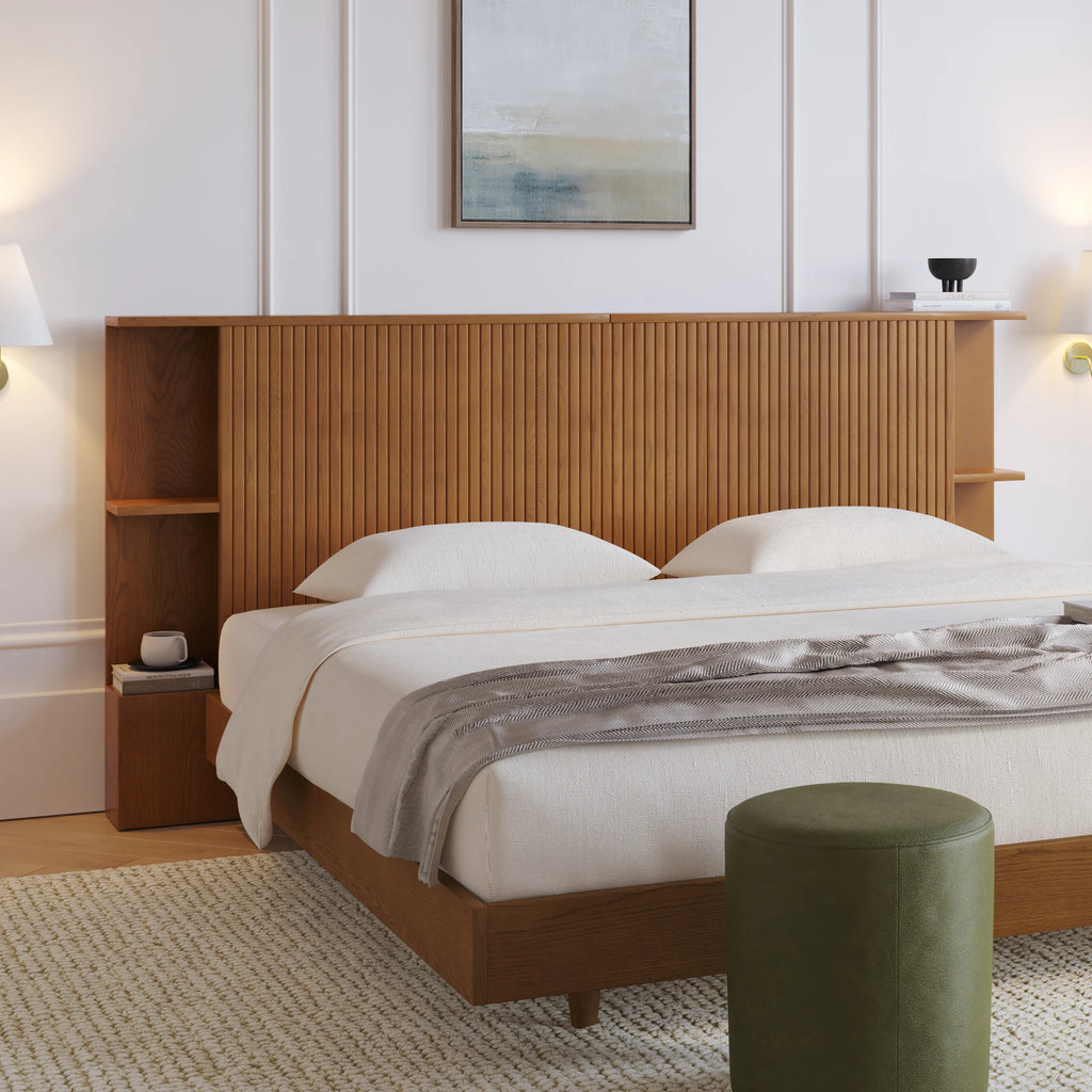 Kove King Storage Headboard - Smoked Oak