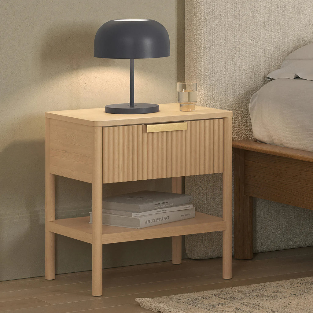 Olivia 1-Drawer Nightstand - White Oak