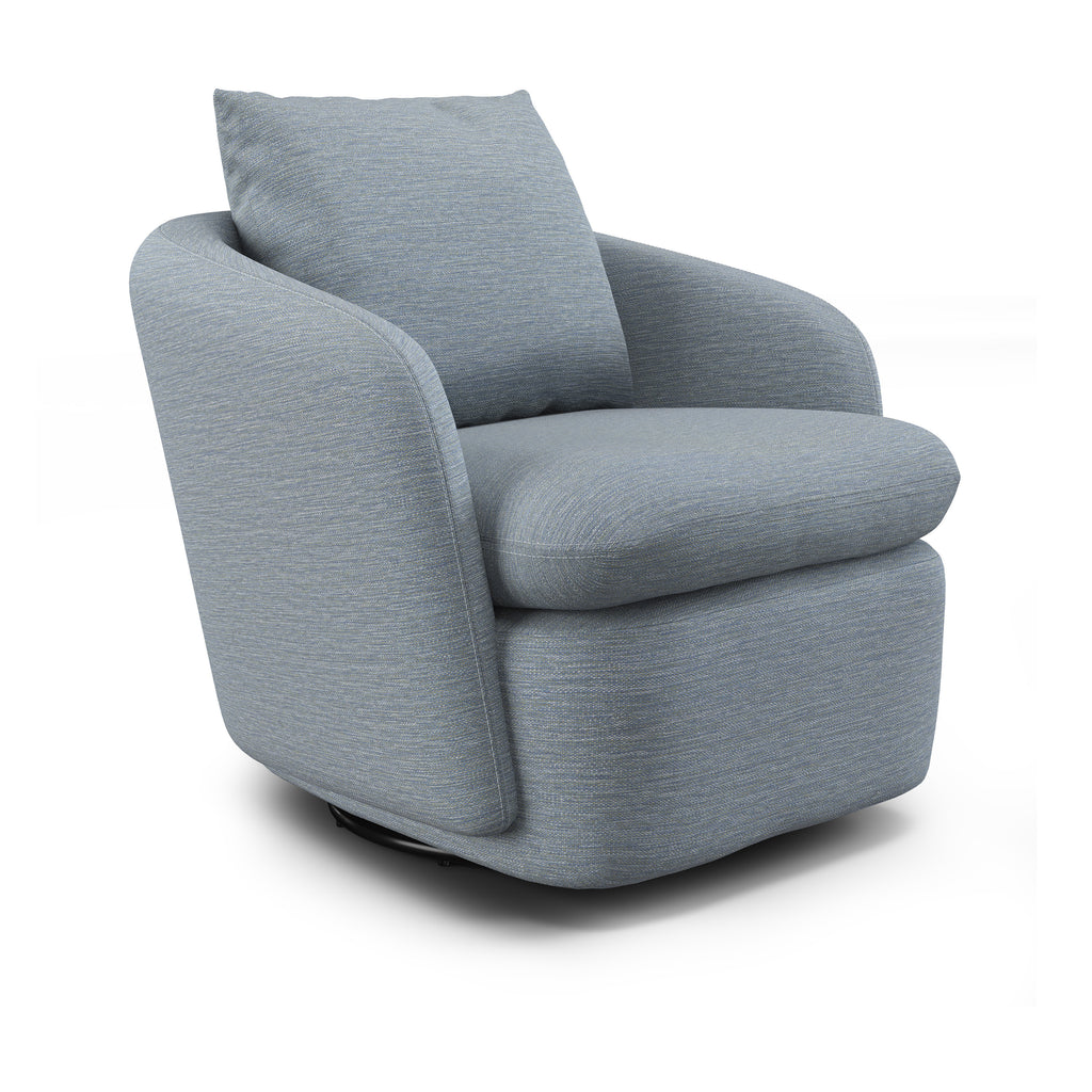 Lena 33" Swivel Lounge Chair – Silver Light Blue