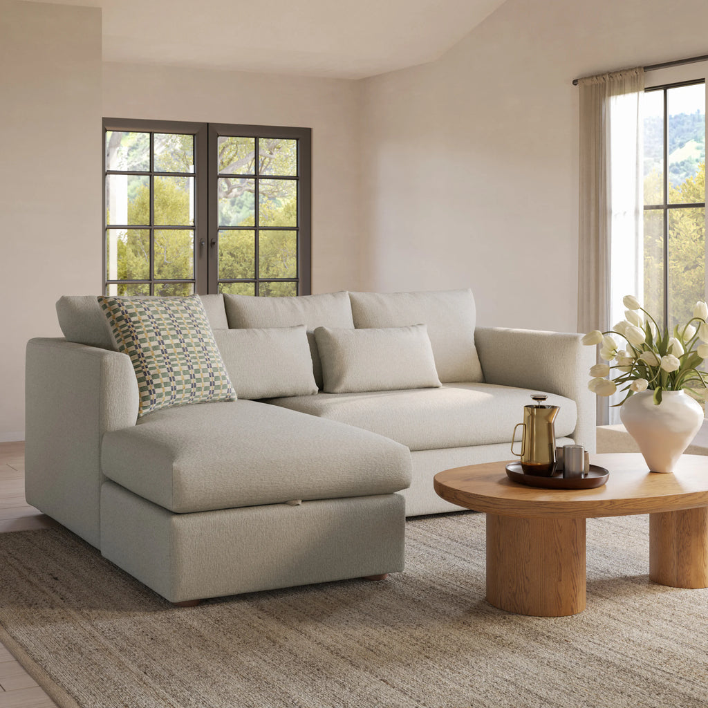 Maria 90" Reversible Storage Sleeper Sectional - Clover Ivory