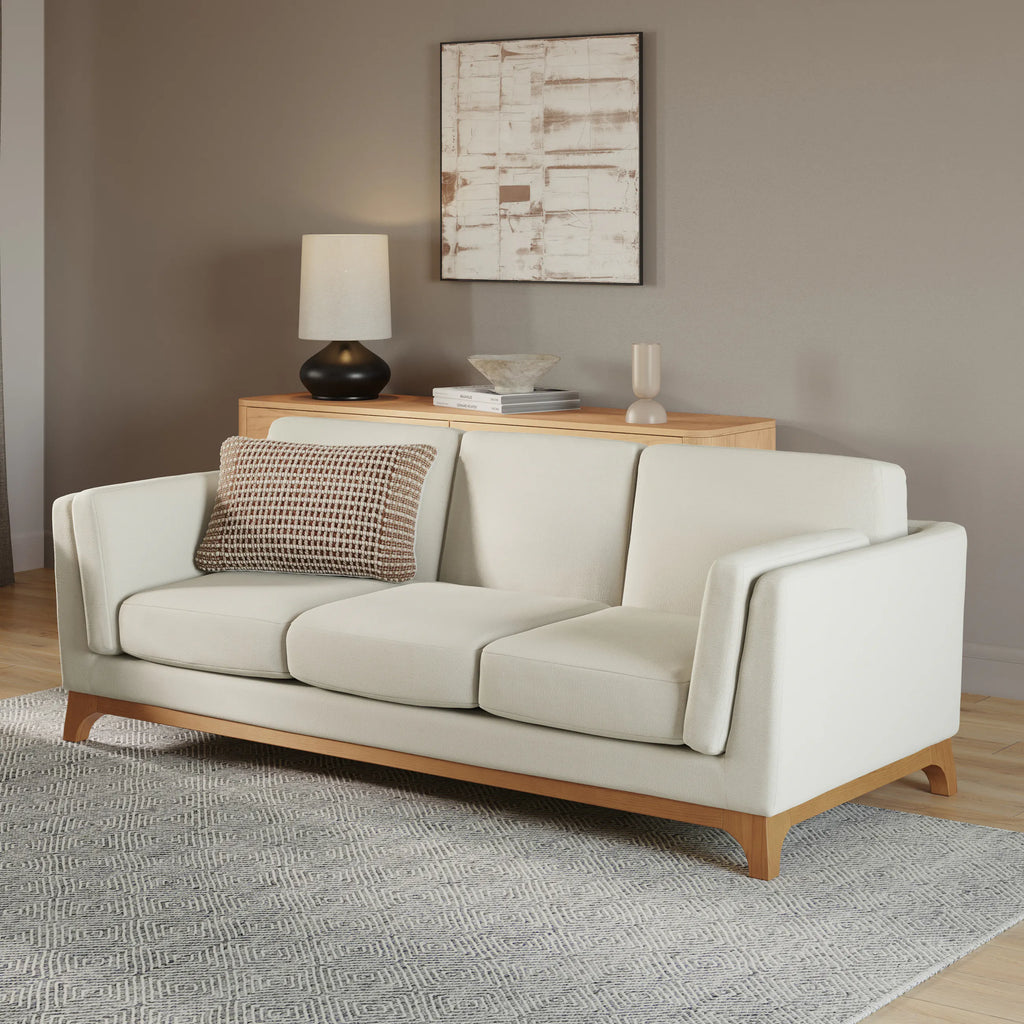 Celi 83" Buckler Ivory & Oak Sofa
