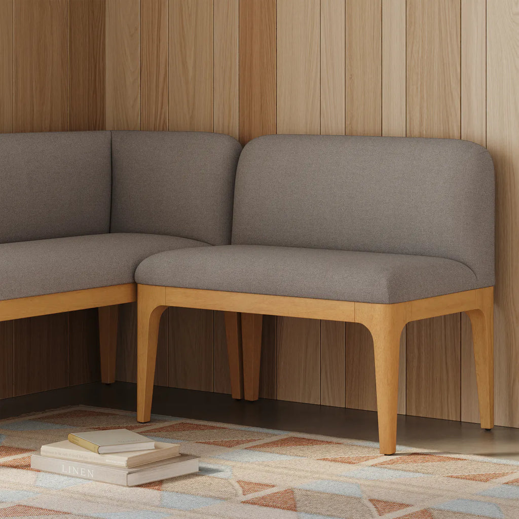 Rosa 34" Armless Banquette - Natural Oak and Hestia Gray