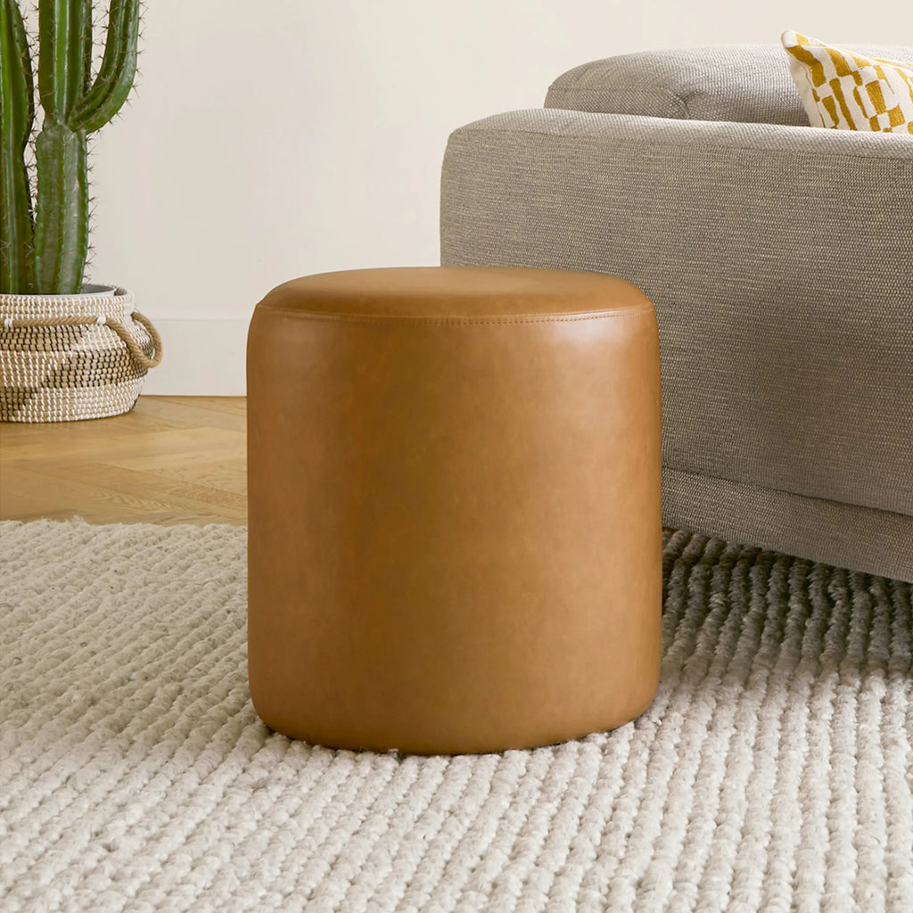 Coco 16" Leather Charme Tan Ottoman