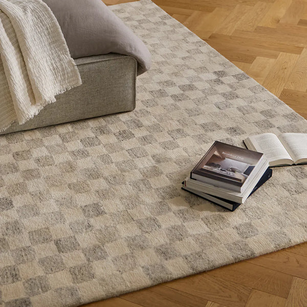 Mury Checkered Grey Rug 9' X 12' Wool