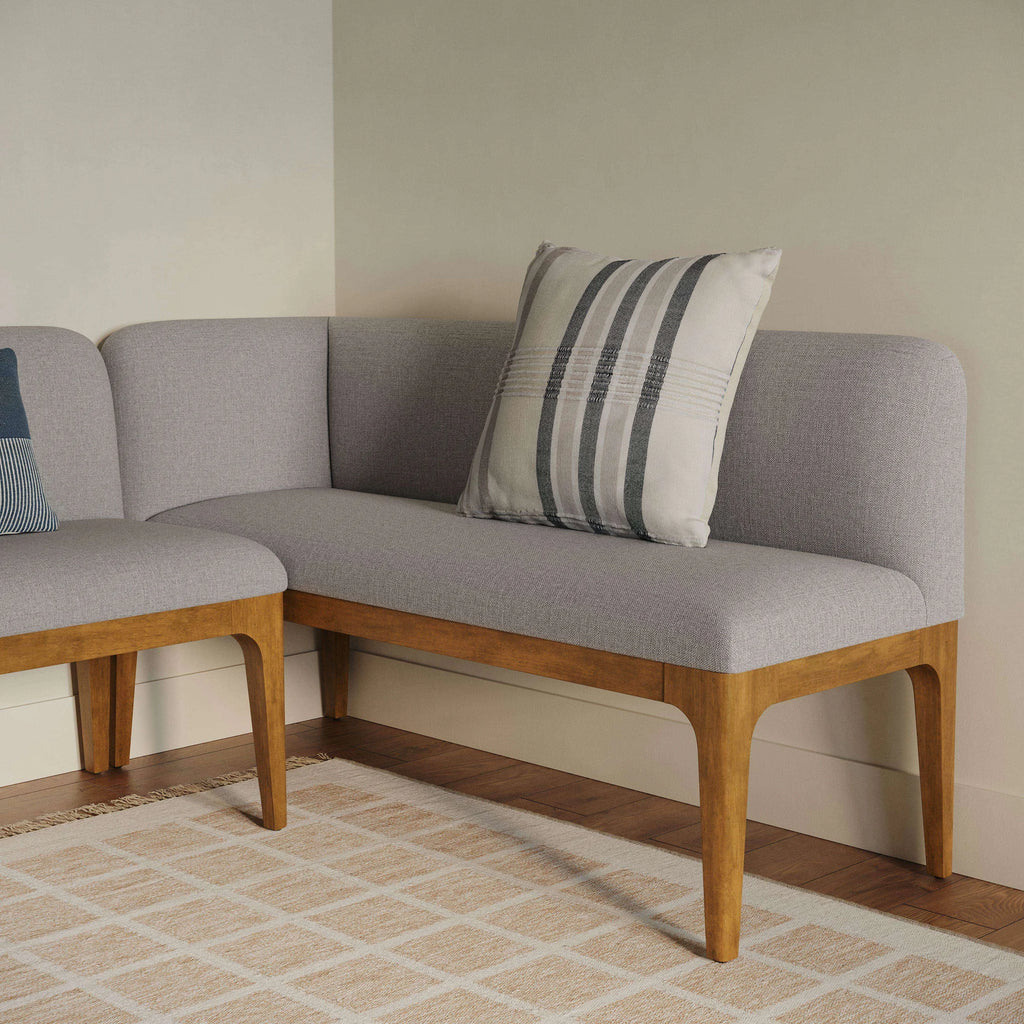 Rosa 56.75" Left Corner Banquette - Smoked Oak and Hestia Gray