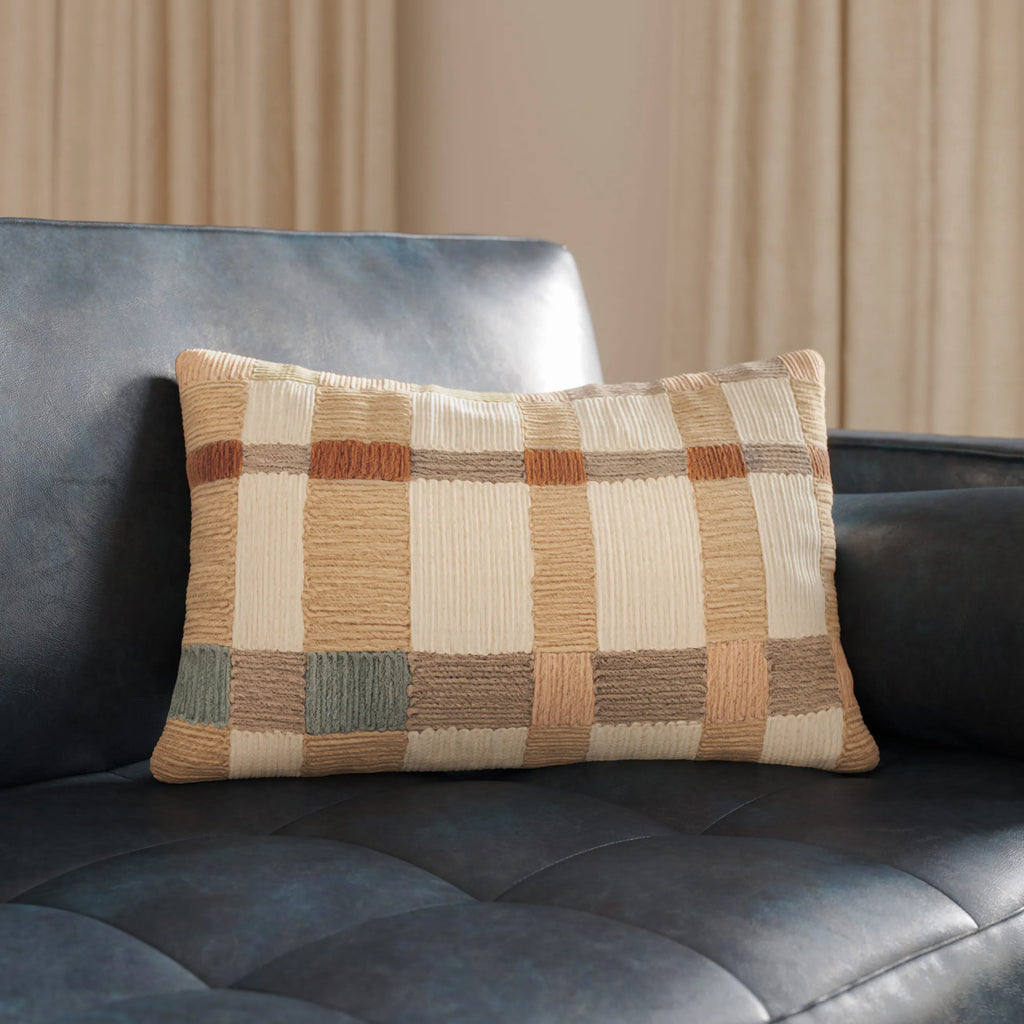 Plaid Small Pillow - Ivory Multi 12"X 21"