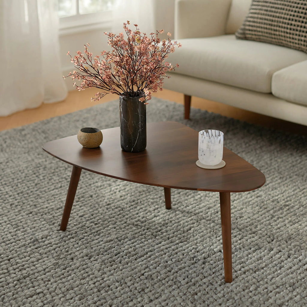 Walnut Wood Coffee Table 29.5" Triangle
