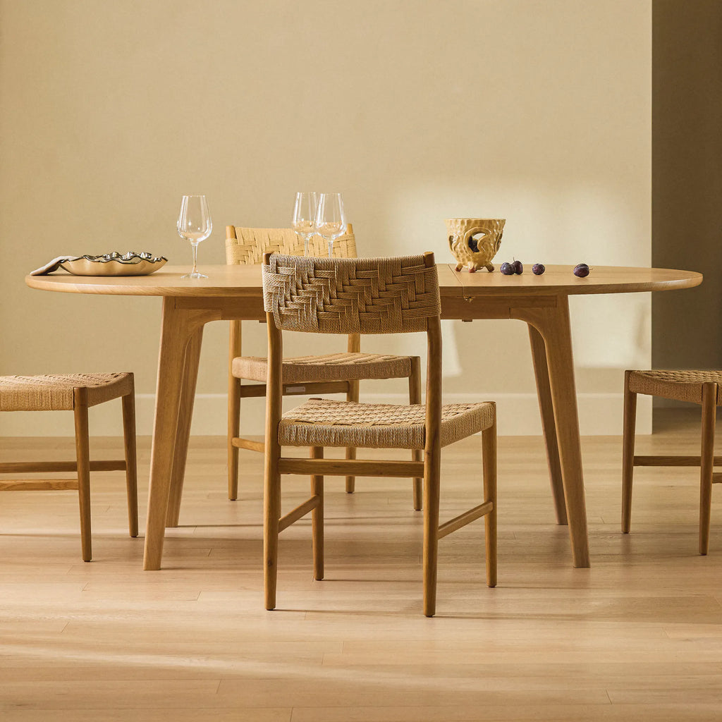 Puma White Oak Dining Table for 6, Extendable