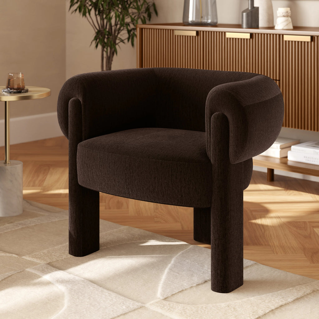 Ever 33.5" Velvet Lounge Chair - Melange Espresso