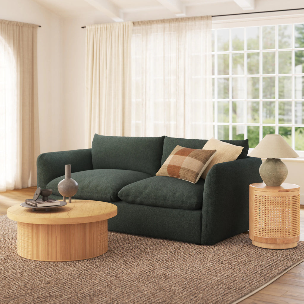 Lea 86" Sofa Bed - Green Wool Bouclé