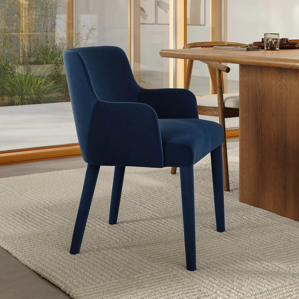 Harold Velvet Dining Armchair - Hale Navy