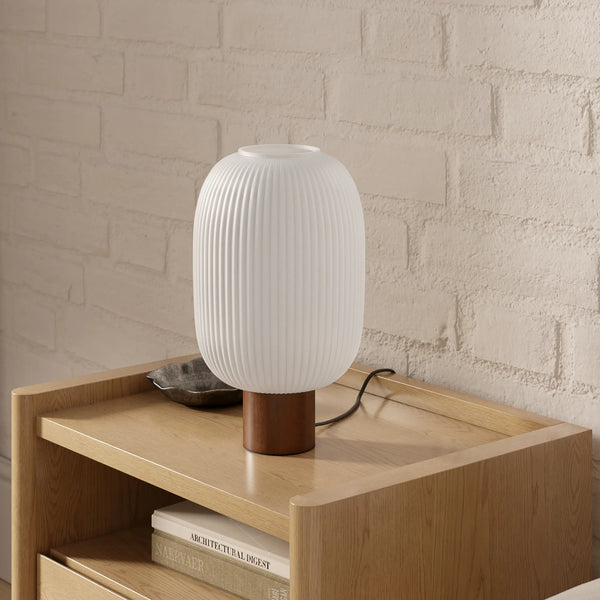 Kipa Glass Table Lamp - Walnut