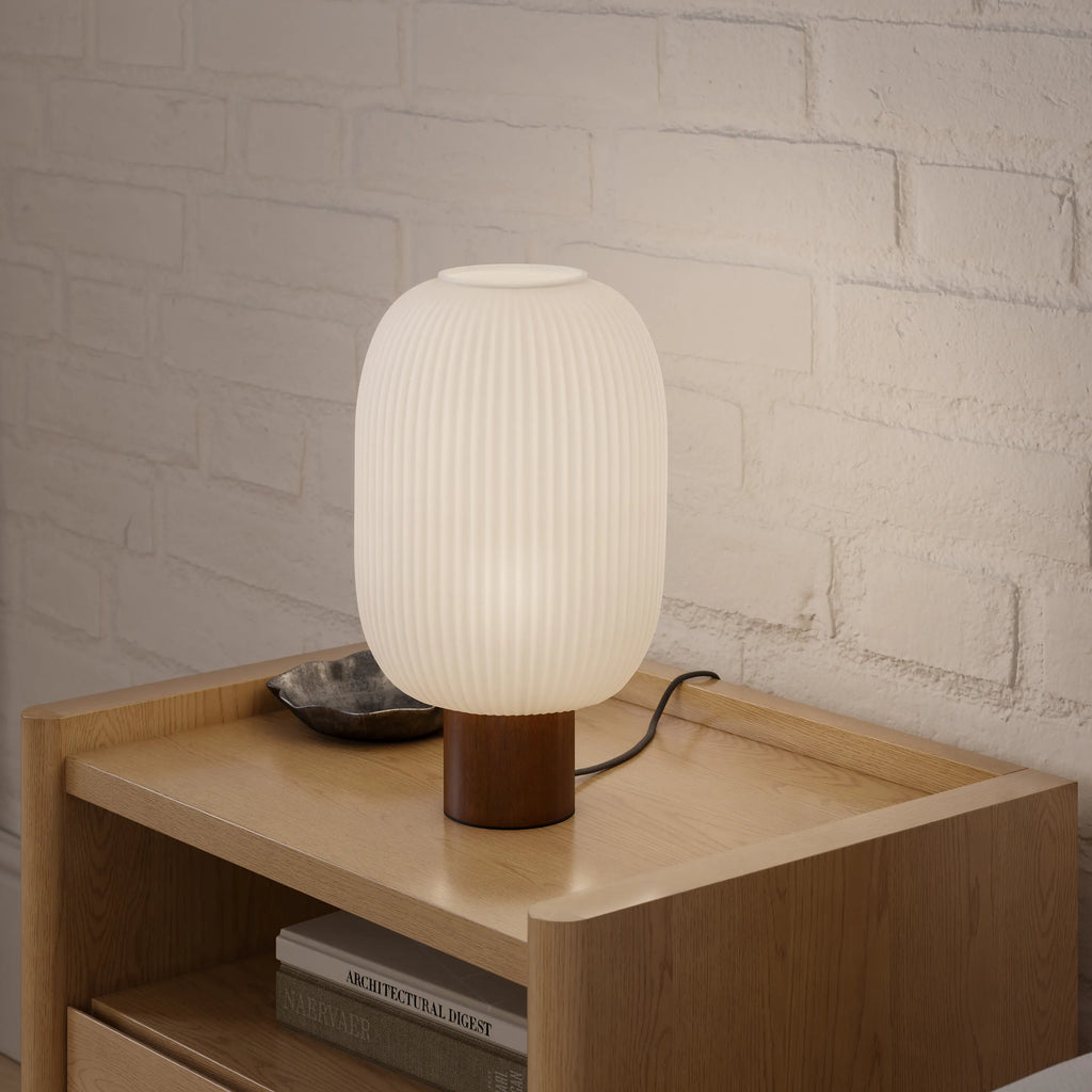 Kipa Glass Table Lamp - Walnut