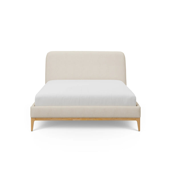 Rosa Queen Upholstered Bed - Natural Oak and Sand Ivory