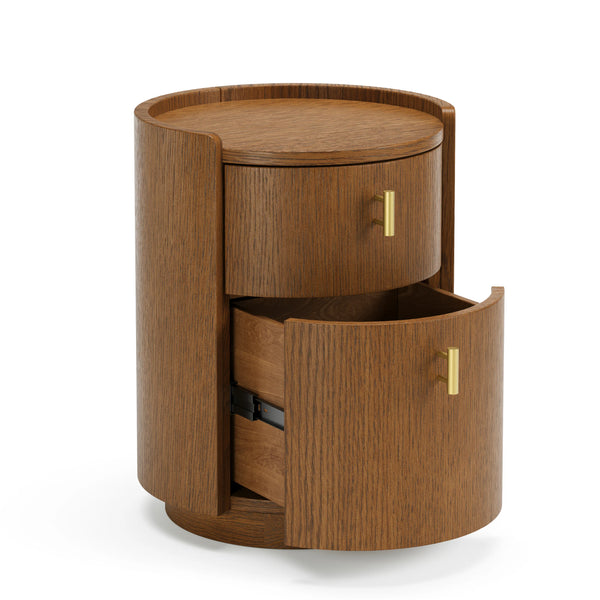 Mia Smoked Oak 2-Drawer Nightstand