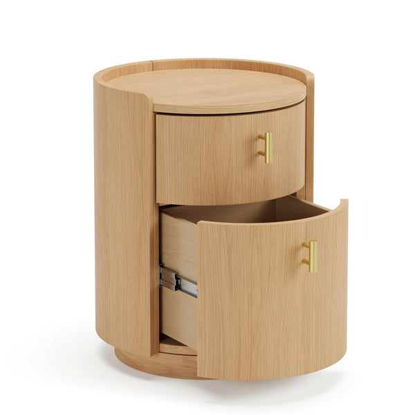 Mela White Oak 2-Drawer Nightstand