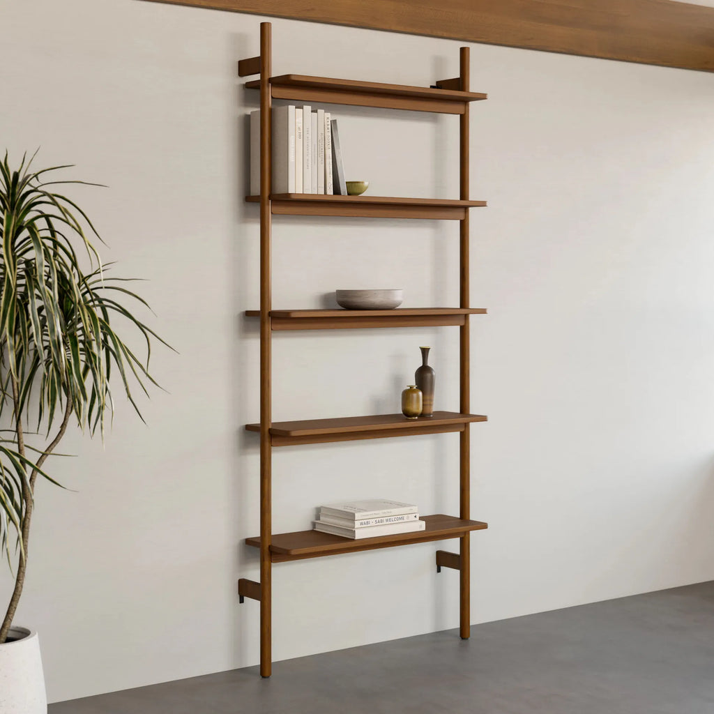 Hadi 33.25" Walnut Modular Shelving Unit Wide