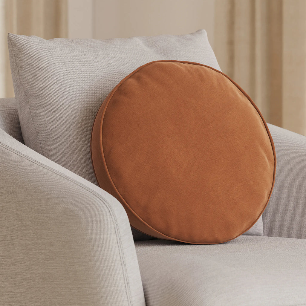 Velvet Round Pillow - Plush Pacific Rust