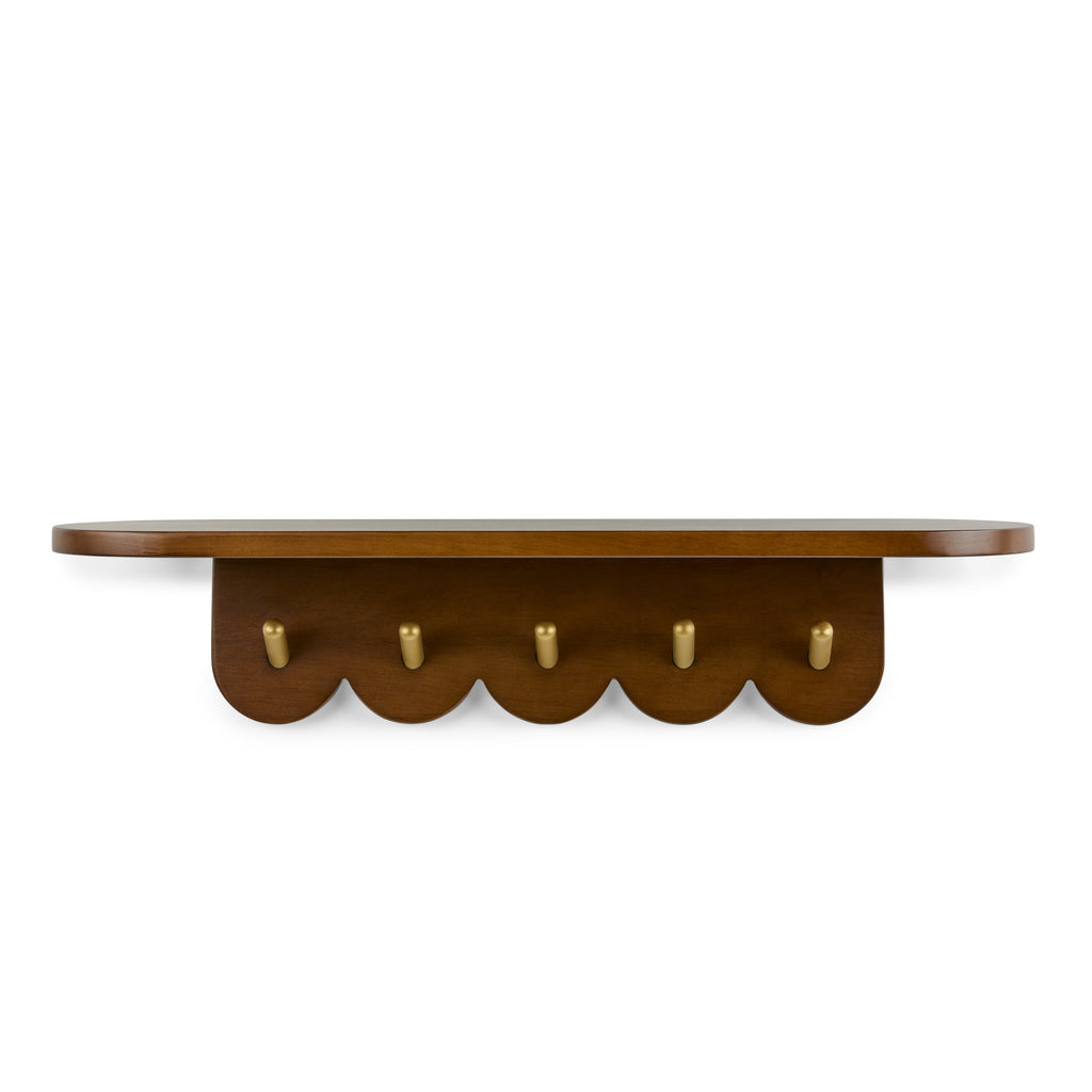 Walnut 24.5" Shelf & Coat Rack – Brass