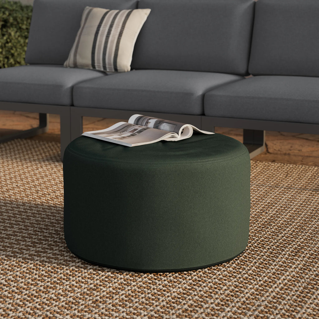 Ola 25" Indoor/Outdoor Pouf - Dravite Green