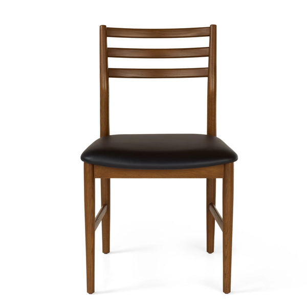 Wola Leather Dining Chair - Smoked Oak and Black