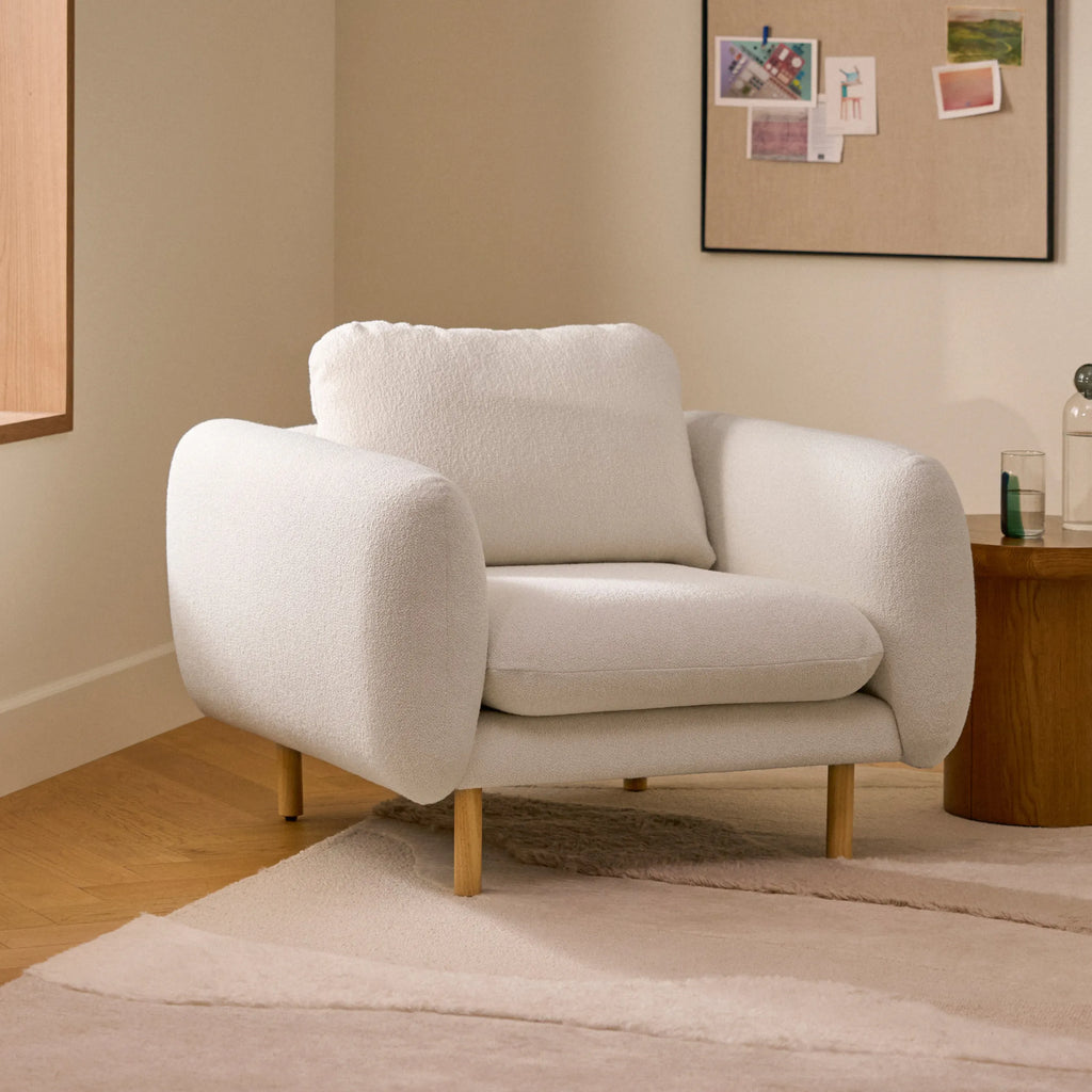 Ivory Wool Bouclé 37" Lounge Chair