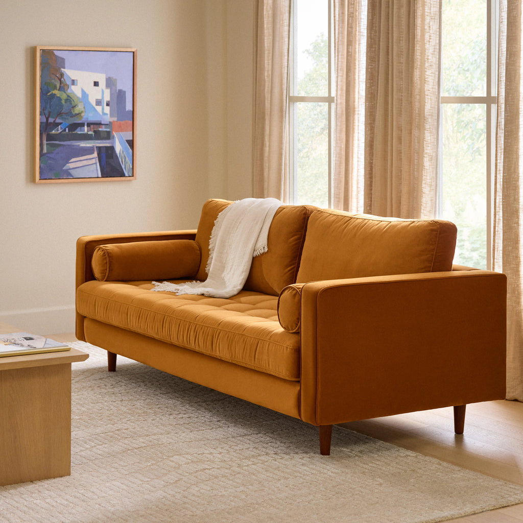 Sen 88" Tufted Velvet Sofa - Plush Pacific Ginger