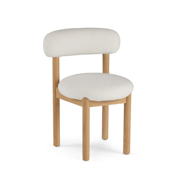 White Oak & Ivory Wool Bouclé Dining Chair (Set of 2)