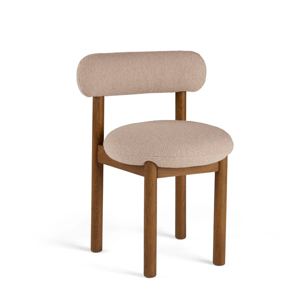 Muka Dining Chair - Smoked Oak and Sandstone Wool Bouclé