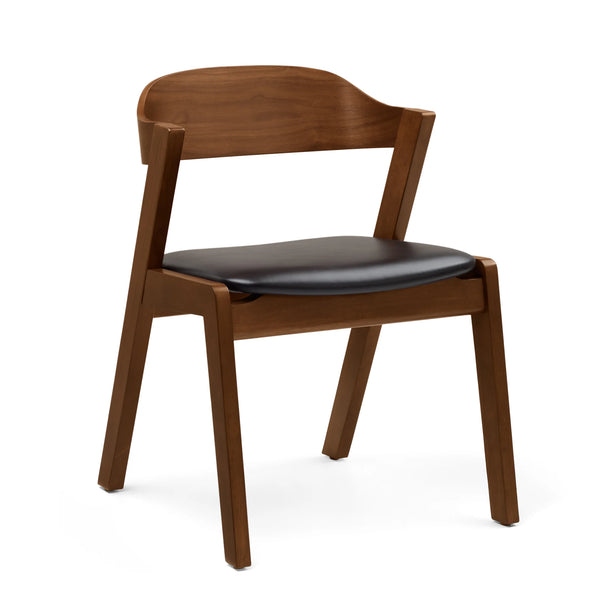 Mia Leather Dining Chair - Walnut and Oxford Black