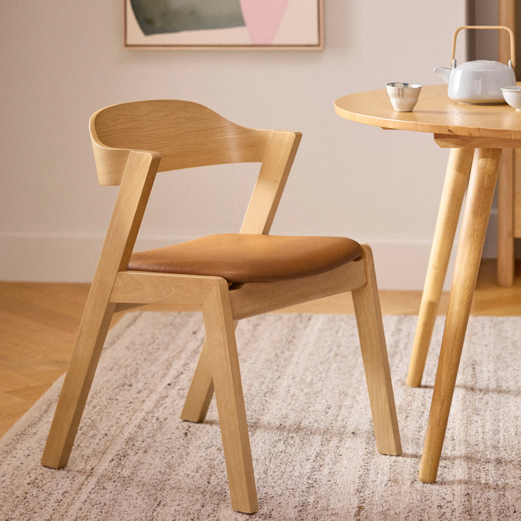 Maja Leather Dining Chair - Oak and Taos Tan