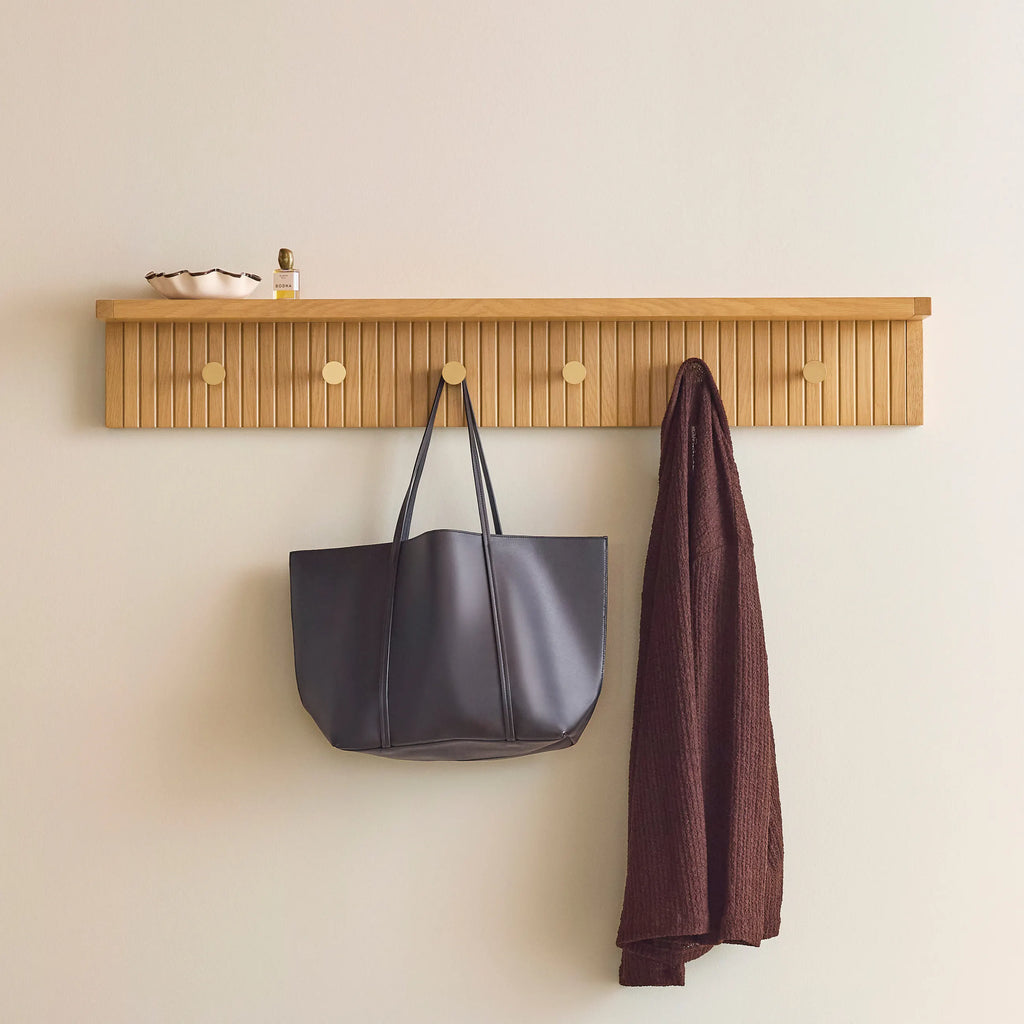 Kove 47" Shelf and Coat Rack - Natural Oak