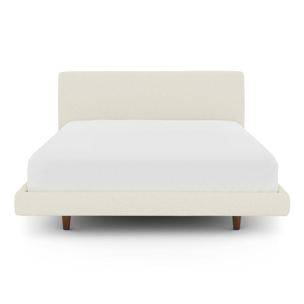 Tesa Queen Low Profile Upholstered Bed - Ivory Wool Bouclé