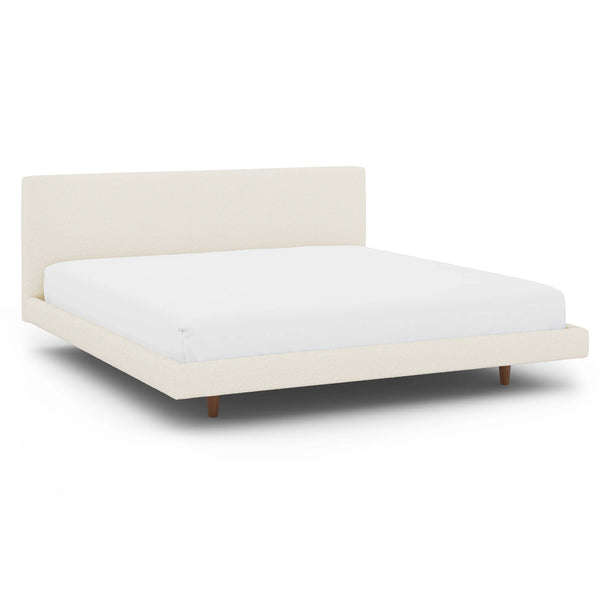 Tesa King Low Profile Upholstered Bed - Ivory Wool Bouclé