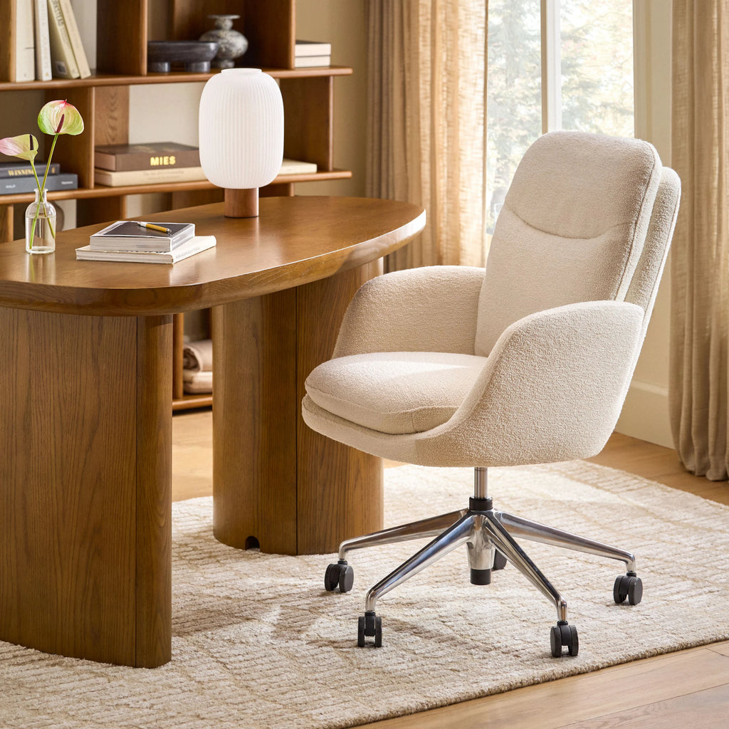 Bee Executive Office Chair - Ivory Wool Bouclé
