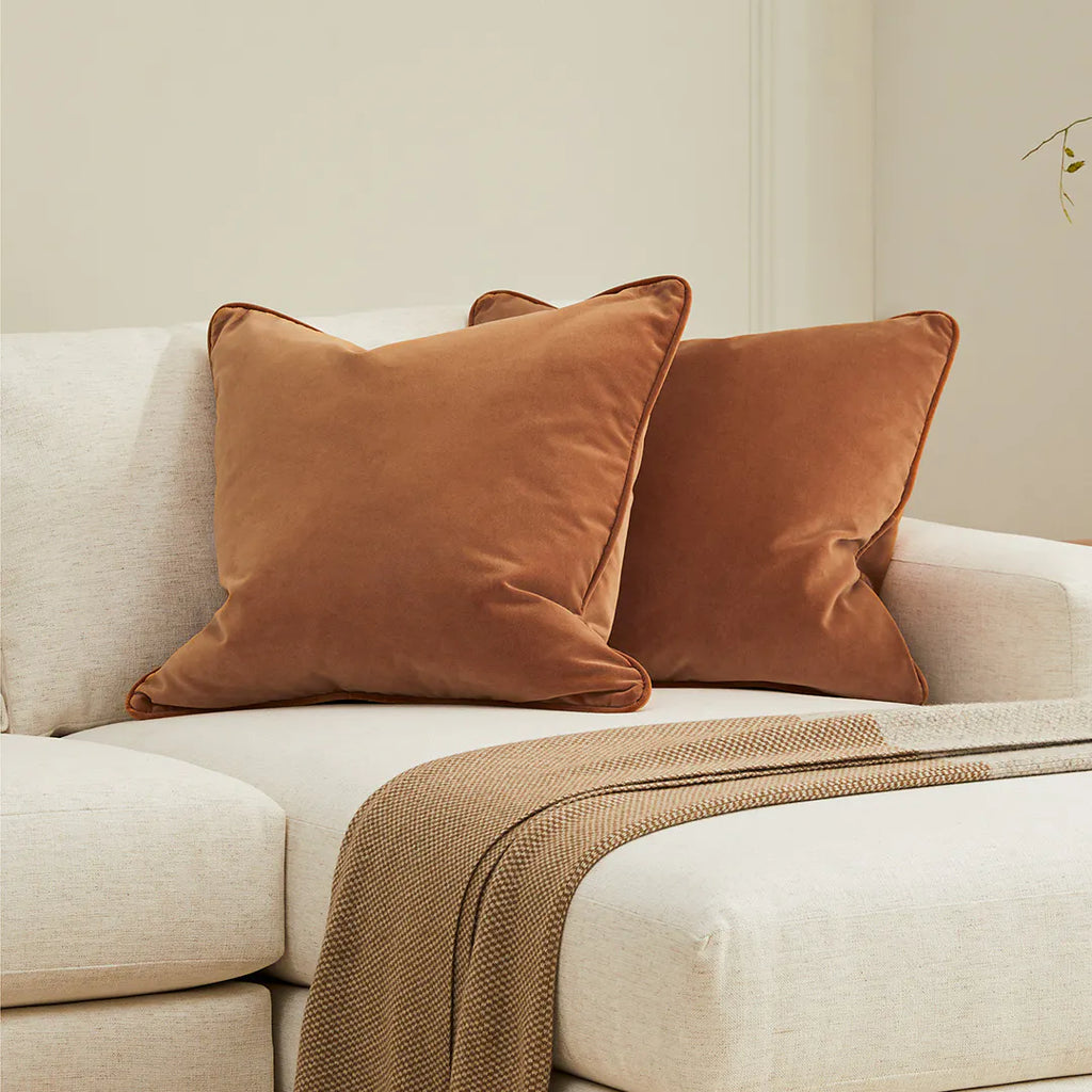 Luci Velvet Pillow Set of 2 - Plush Pacific Rust