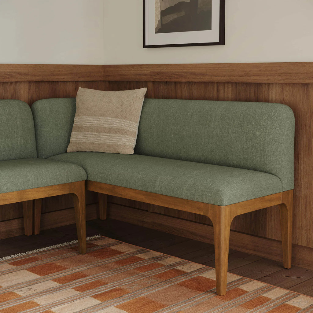 Rosa 56.75" Left Corner Banquette - Smoked Oak and Welsh Green
