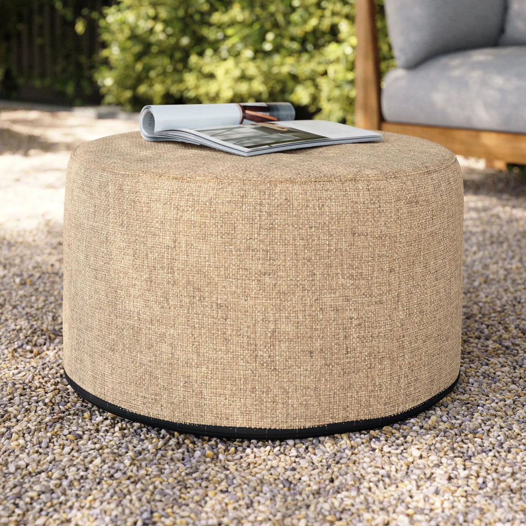 Ola 25" Indoor/Outdoor Pouf - Basket Wheat