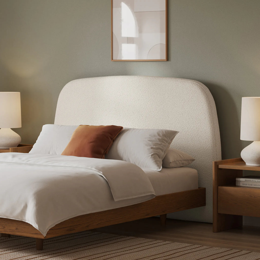 Arched Queen Headboard - Ivory Wool Bouclé