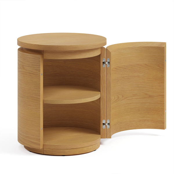 Marah Storage Side Table - Natural Oak