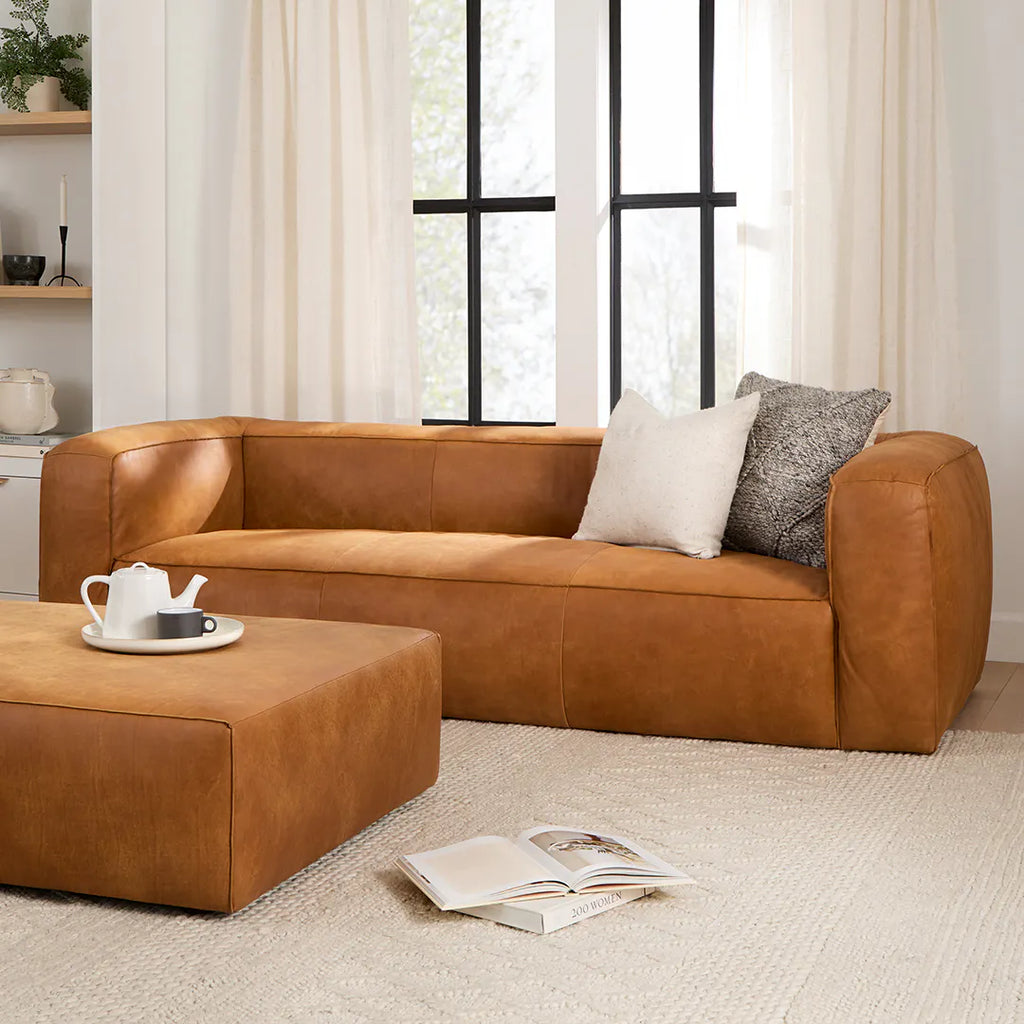 Industrial 92" Rawhide Tan Sofa