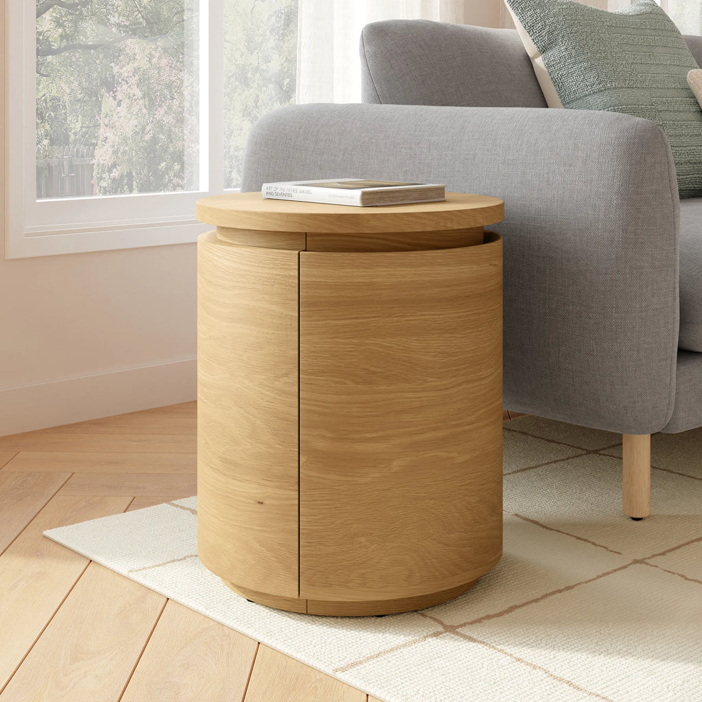 Marah Storage Side Table - Natural Oak